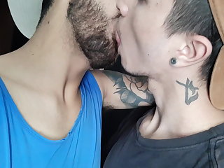 Latine Tongue kissing brazilian couple
